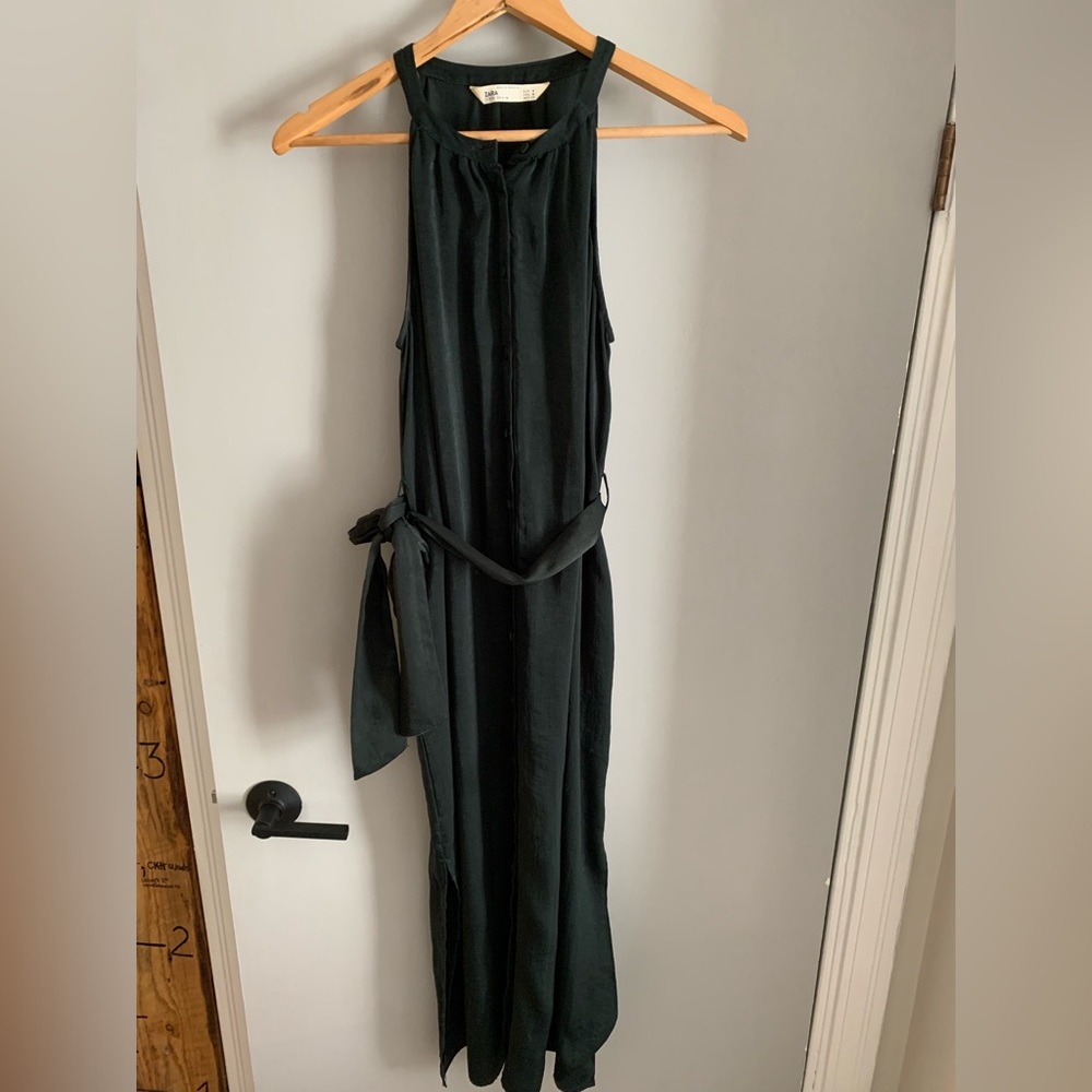 Zara button up satin dress